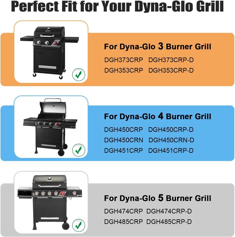 Barbqtime 4 Burner Grill Replacement Parts for Dyna-Glo DGH450CRP DGH450CRP-D DGH450CRN DGH450CRN-D DGH451CRP DGH451CRP-D, Porcelain Steel Grill Heat Tent Plates and Stainless Steel Burner Tube Kit - Image 3